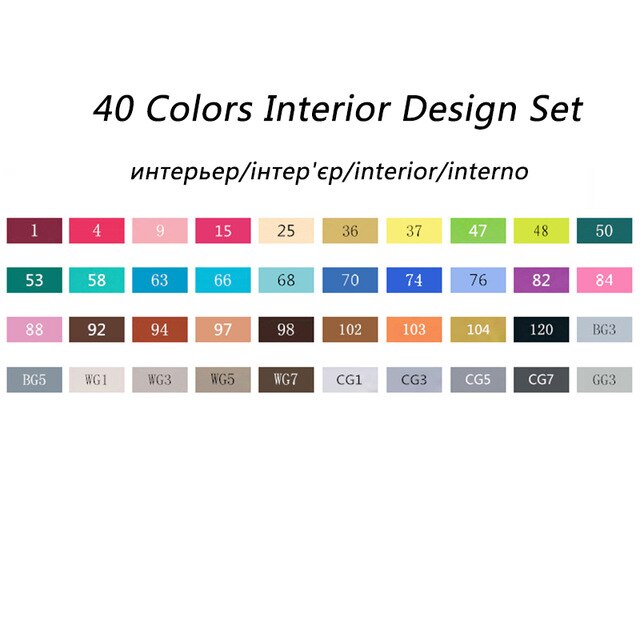 TOUCHNEW (T7) 30/40/60/80/168 colores juego de marcadores artísticos a base de Alcohol rotulador para bocetos pluma Fineliner para dibujar Manga suministros de oficina: 40 Interior set