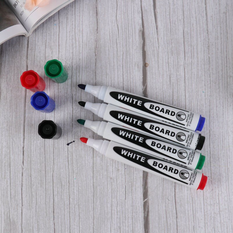 4 pcs whiteboard marker 4 kleuren droog uitwisbare markers whiteboard pennen voor school Office white board marker klaslokaal levert