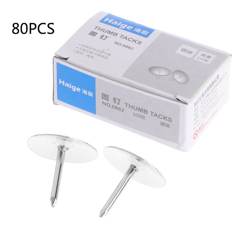 80Pcs/Box Metal Thumb Tack Office Supplies Push Pin Scene Poster Push Pin Pins 090F