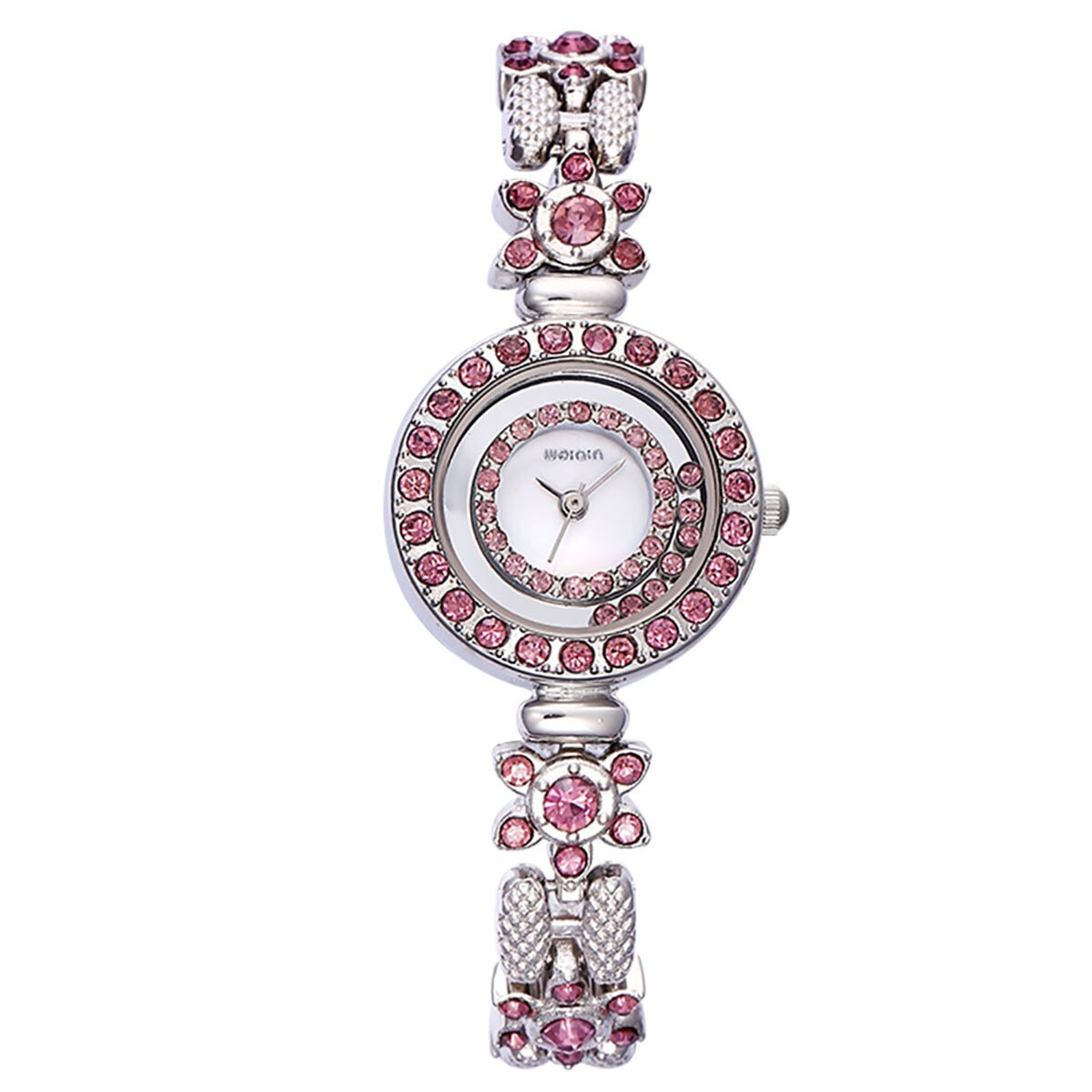 Top Brand Luxury Crystal Rhinestone Ladies Watch Stainless Steel Dial Waterproof Quartz Ladies Bracelet Watch