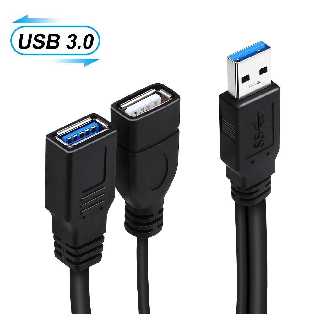 USB 3.0 Splitter Cable USB 3.0 Male to Dual USB A Female Jack Y Hub USB Splitter Charger & Data Transfer Extension Cable
