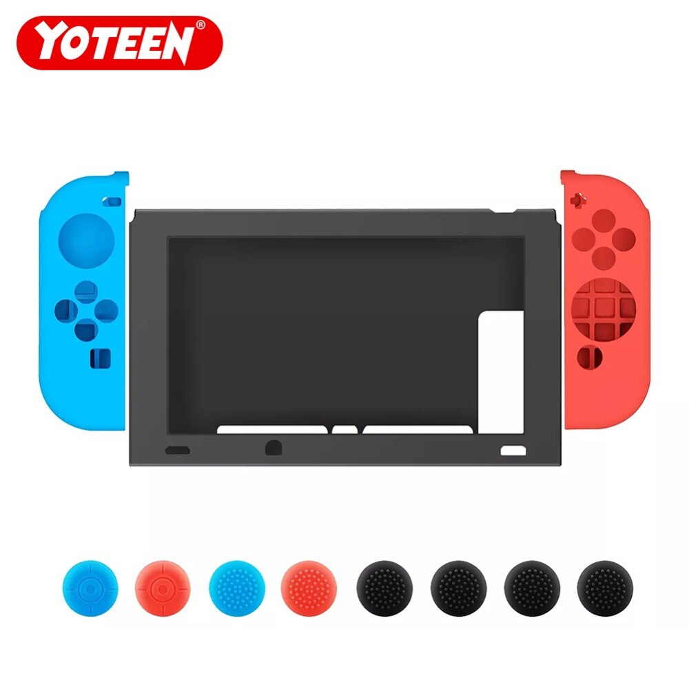 Yoteen Rubber 1 Set Case Voor Nintendo Switch Siliconen Zachte Beschermhoes Met Vreugde-Con Thumb Stick Caps