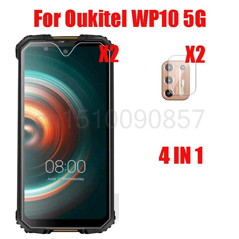 3-In-1 Case + Camera Gehard Glas Op Oukitel WP10 5G Screenprotector Glas Voor Oukitel WP10 5G 2.5D Glas: 2Glass 2Lens Film