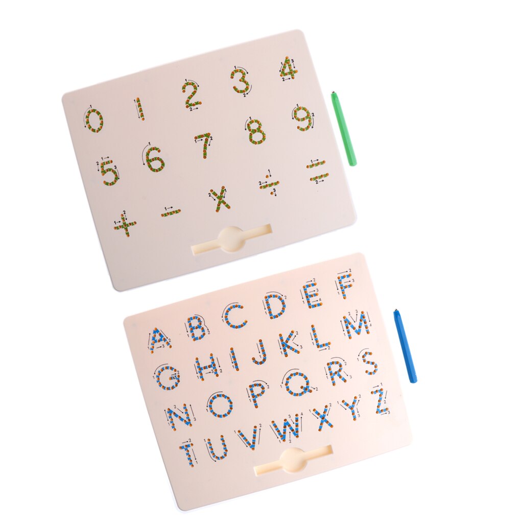 2 Stuks Magnetische Kralen Mathematische Numbers Tekening Boards Doodle Schets Board Voor Alfabet A Tot Z Leermiddelen Cogniton Educatief