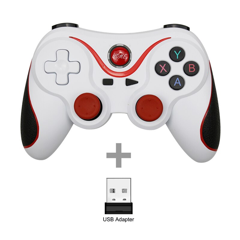 T3 X3 Gamepad inalámbrico Bluetooth para IOS Android teléfono móvil inalámbrico de la palanca de juego manejar para tableta TV caja titular: White with Adapter