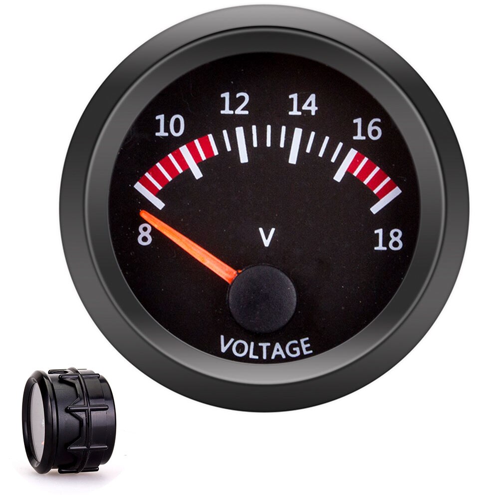 Voltmètre pour jauge de voiture, 2 &quot;, 52mm, Instrument Auto, 8 ~ 18V, lunette noire + tasse de jauge