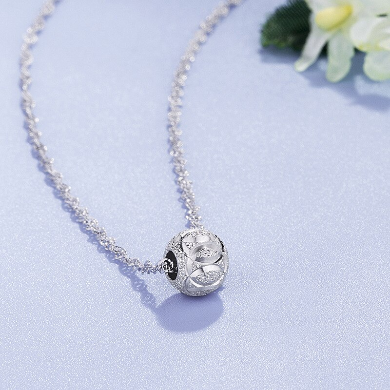 925 Sterling Silver Handcraft Matte Spacer Beads 8mm Round Big Hole Lucky Ornament Charm Beads For Women DIY Jewelry Findings