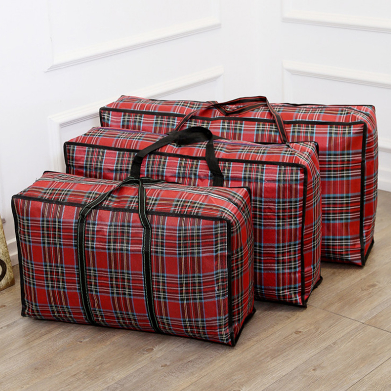 Sacs de rangement très larges à carreaux, sacs mobiles à carreaux, fourre-tout avec fermeture éclair pour vêtements, sacs de rangement pour couvertures, boîtes de fournitures d&#39;université
