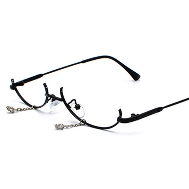 ¡Novedad de ! gafas sin lentes, montura Vintage a la para mujer, lujoso, decoración colgante, gafas de medio Marco, gafas para niñas: black