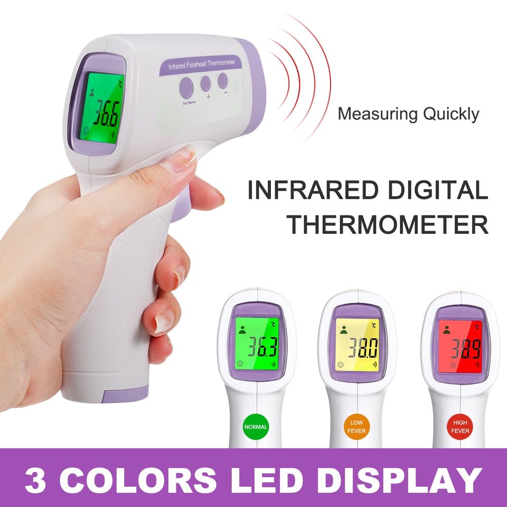 Digitalt øre pandetermometer lcd infrarød babytermometer berøringsfri kropstemperaturmåler temperatur med feberalarm
