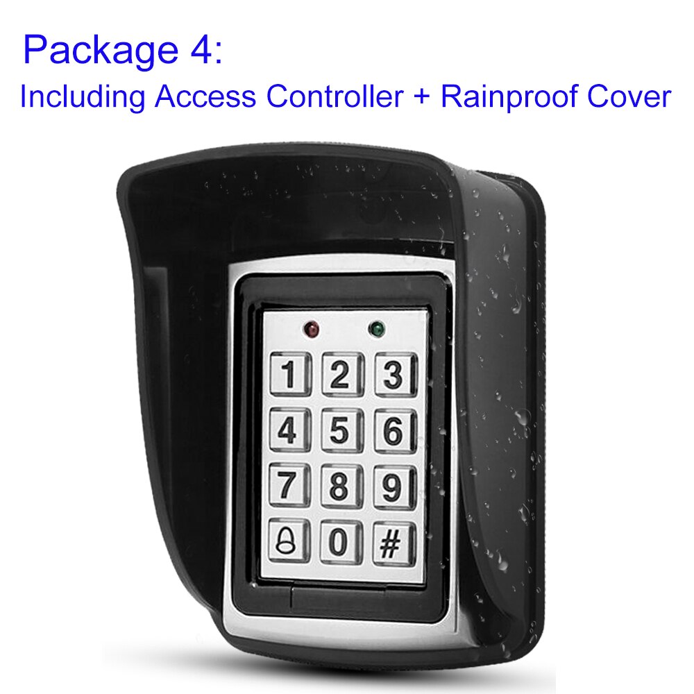 Metal RFID Access Control Keypad Waterproof Rainproof Cover Outdoor Access Controller Door Opener Electronic Lock System 15 keys: Package 4