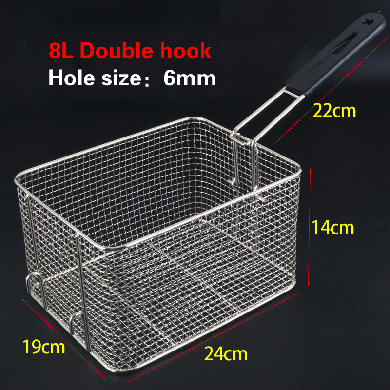 Stainless steel frying basket net French fries basket frying frame square oil control filter frying basket dense frying screen: Chocolate