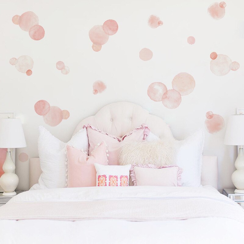Watercolor Pink Polka Dot Wall Sticker Home Childr... – Grandado