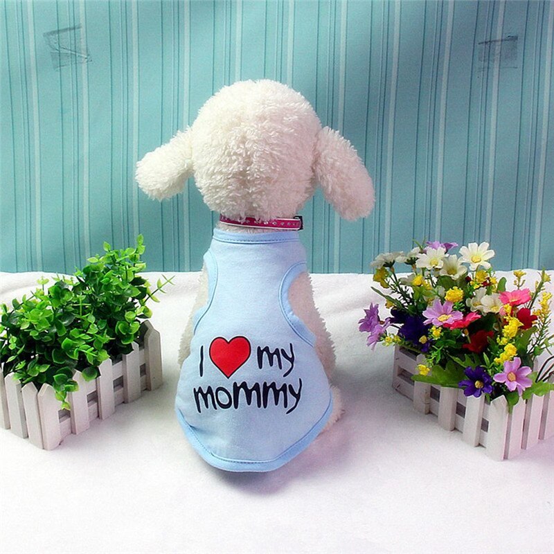 Zacht Katoen Ademend I Love My Mommy Puppy Honden Kleding Casual Lente Zomer Pet T-shirt Jas Hond Vesten