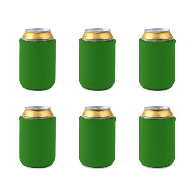 Refroidisseur de canette de bière chaude, manchons souples, support isolé réutilisable, bouteille d'eau de soda, camping, 6 pièces: vert clair