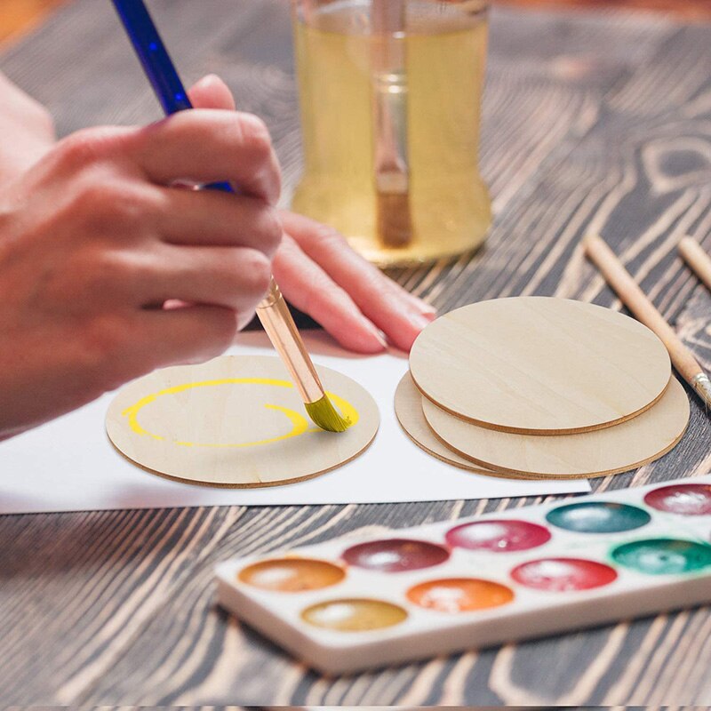 Diameter 1-10CM Natural Pine Round Wooden Pieces Slices Circles for Kids DIY Painting Wood Chip and Wedding Household Decoration