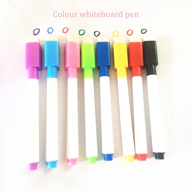 Whiteboard pen miljøbeskyttelse 8 farver skole klasseværelset tavle markører indbygget viskelæder elev tegning pen