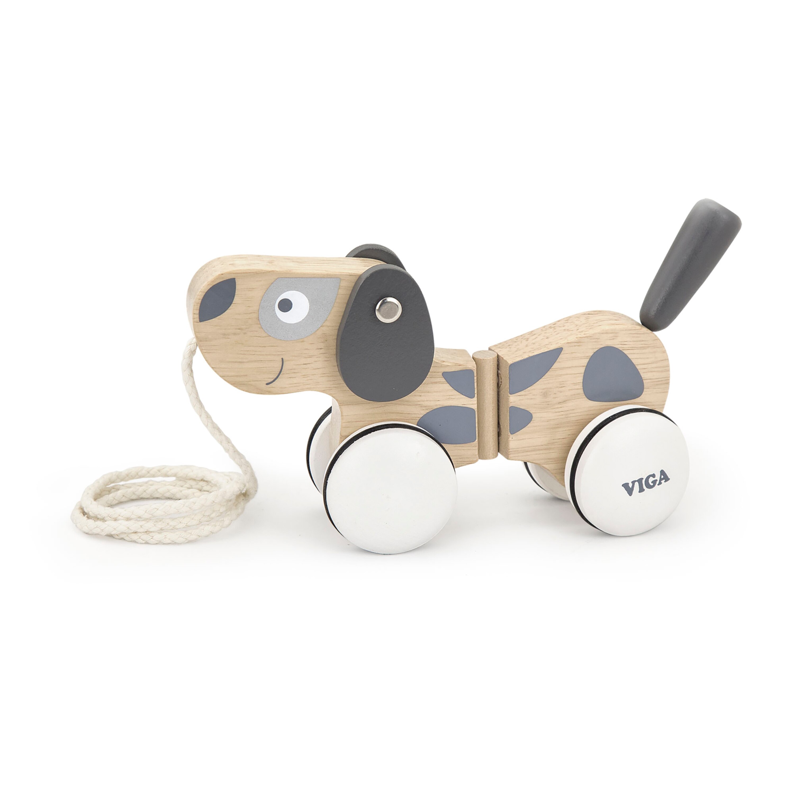 VIGA-juguetes de dibujos animados para bebés, juguetes de madera de arrastre de rueda de coche para apilar y tirar, para caminar para niños pequeños: V51614