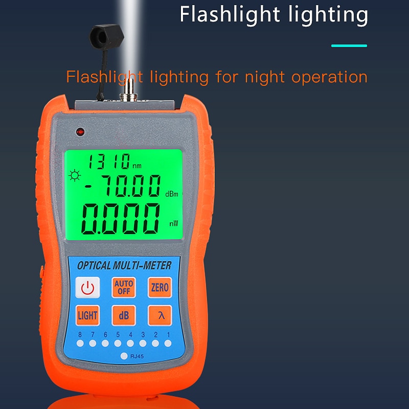 FTTH Mini Optical Power Meter AUA-G70A/50A OPM Fiber Optical Cable Tester -70dBm~+10dBm SC/FC/ST Universal Interface Connector