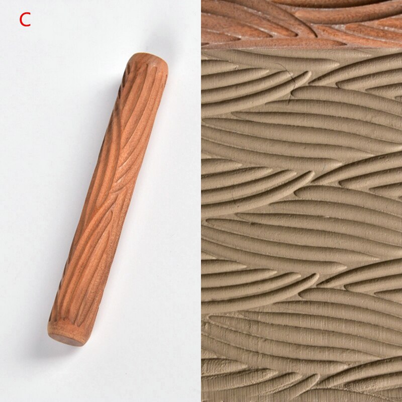 Hout Hand Rollen Voor Klei Stempel Klei Patroon Roller Keramische Gereedschappen Gesneden Textuur Afdrukken Modder Rolling Reliëf Patroon Mode