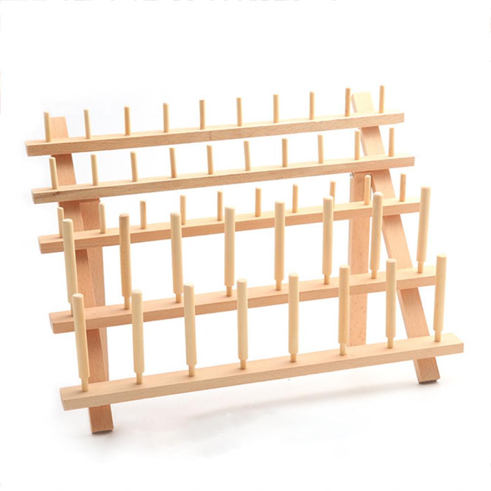 Hardwood Threaded Rack 46 Spools Foldable With Wall Hanging Hardware Sewing Tools Embroidery Thread Mini Cone Bracket
