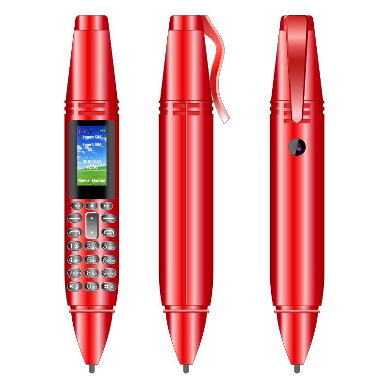 Uniwa  ak007 0.96 "penformet 2g mobiltelefon skærm dobbelt sim-kort gsm mobiltelefon bt  v3.0 dialer magisk stemme  mp3 fm stemmeoptager: Tilføj 8g tf-kort / Rød