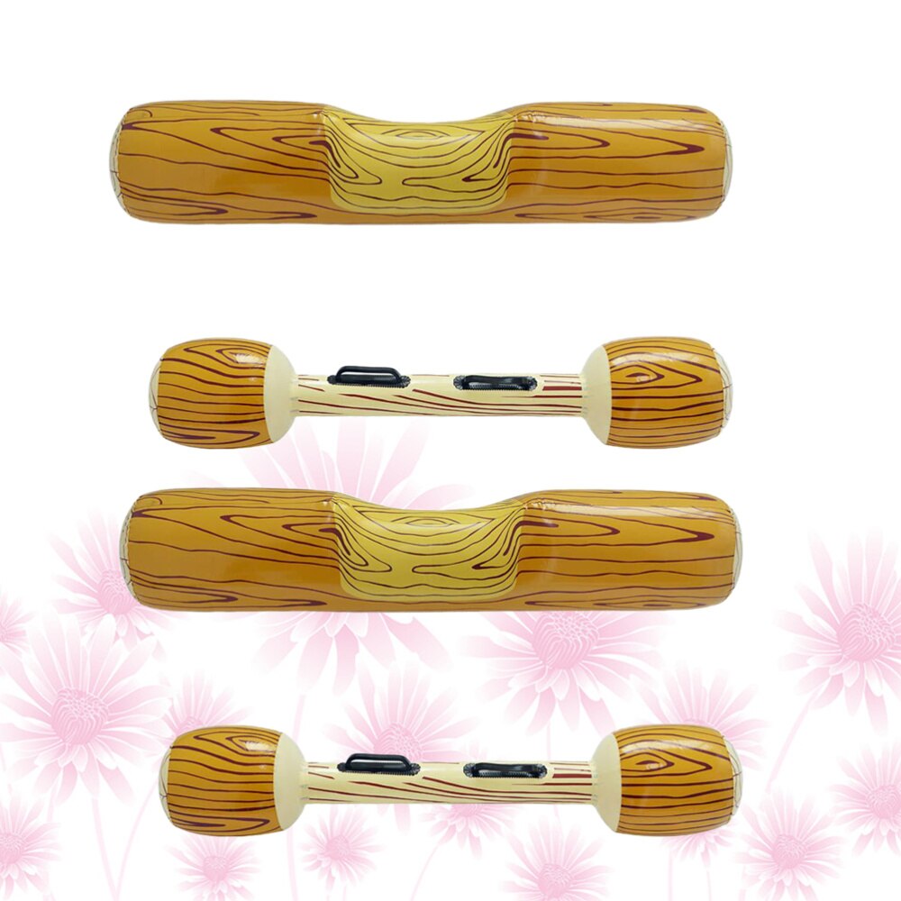 1 Set of 4Pcs Inflatable Swimming Pool Floating Toys Wood Grain Row Seat Party Water Log Rafts to Float Toys Wood Grain Color (2