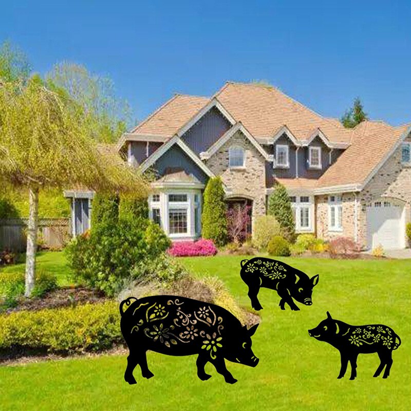 1pc Pig Yard Decor Lawn Stakes Gardening Ornaments Acrylic Yard Decor