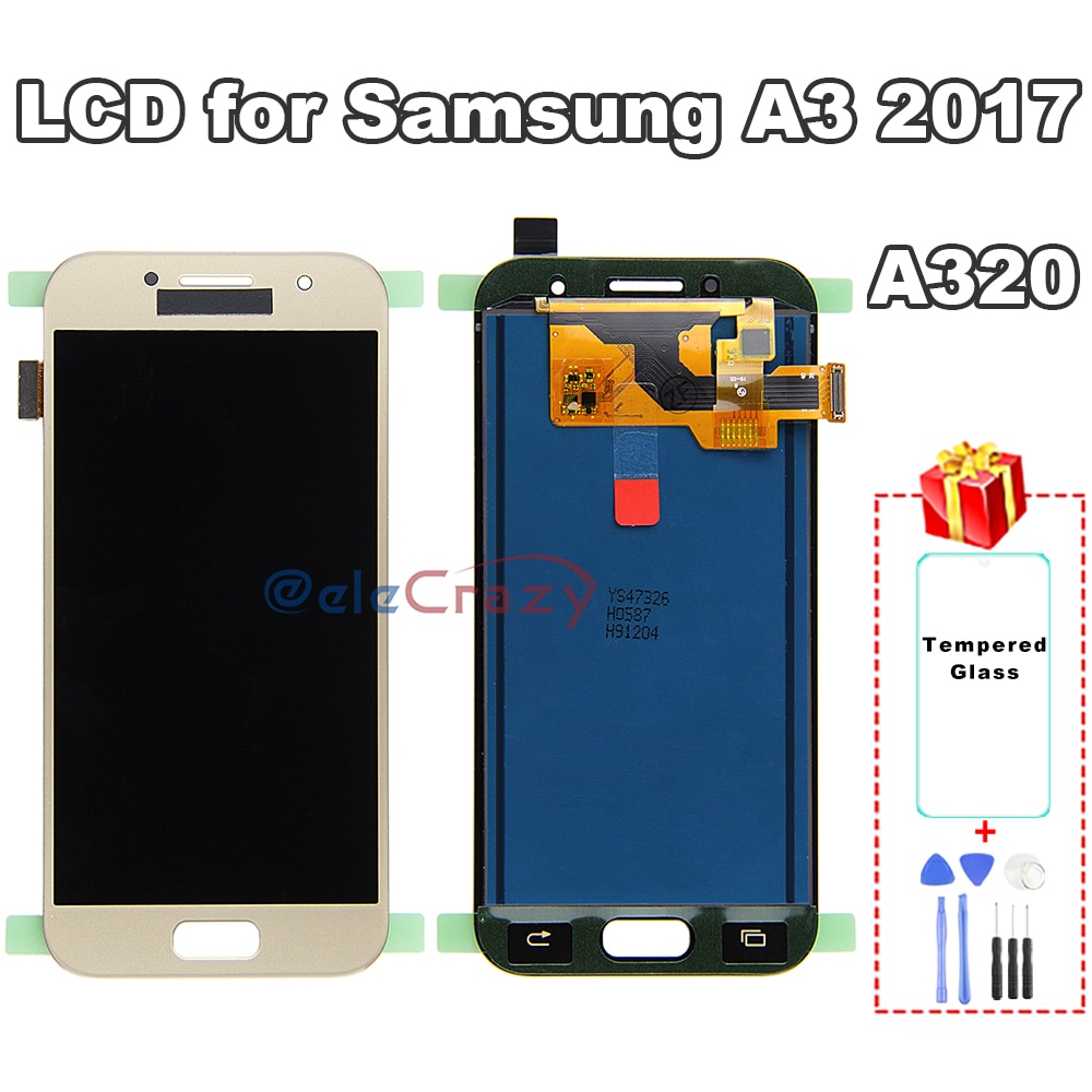 100% testato per SAMSUNG galassia A3 2017 A320 A320M A320FL A320F Schermo LCD con tocco Assemblea di Schermo di Ricambio AAA TFT
