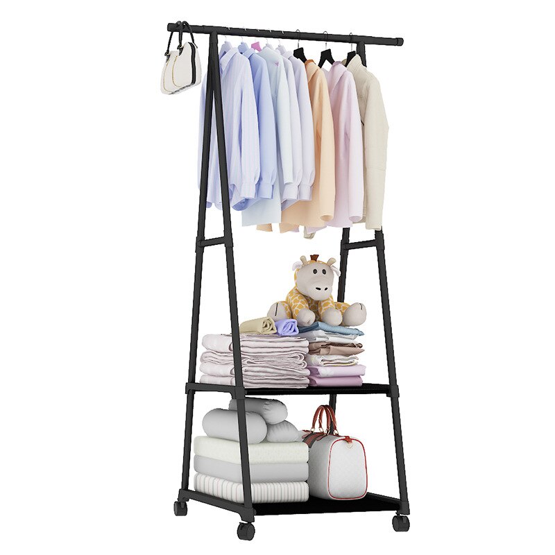 Multi-function Triangle Coat Rack Removable Bedroom Hanging Clothes Rack With Wheels Floor Standing Coat Rack Clothes Hanger: Default Title