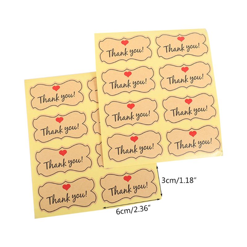 10 Sheets/80 Stickers Simple \"Thank you\" Letters Print Label Stickers Craft 449C