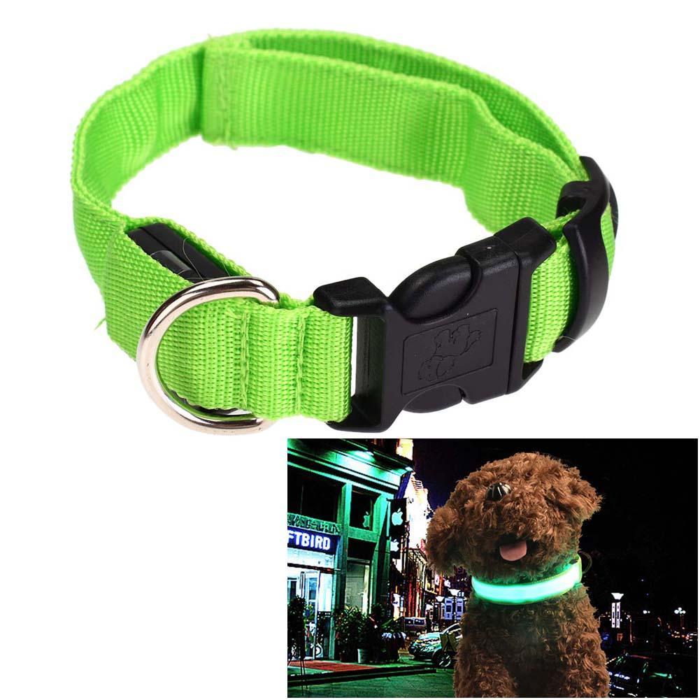 Verstelbare Verse Led Honden Night Veiligheid Huisdieren Knipperlicht Nylon Leiband: Groen