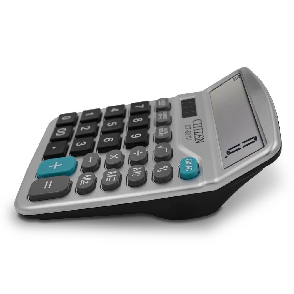Dual Power 837V Electronic Desktop Calculator with 12 Digit Large LCD Display