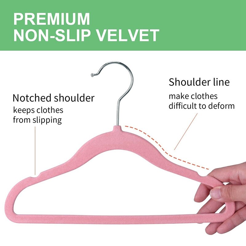 20 Pack Baby Velvet Hangers Non Slip Clothes Hangers,Ultra Thin Space Saving Kids Hangers (Pink)