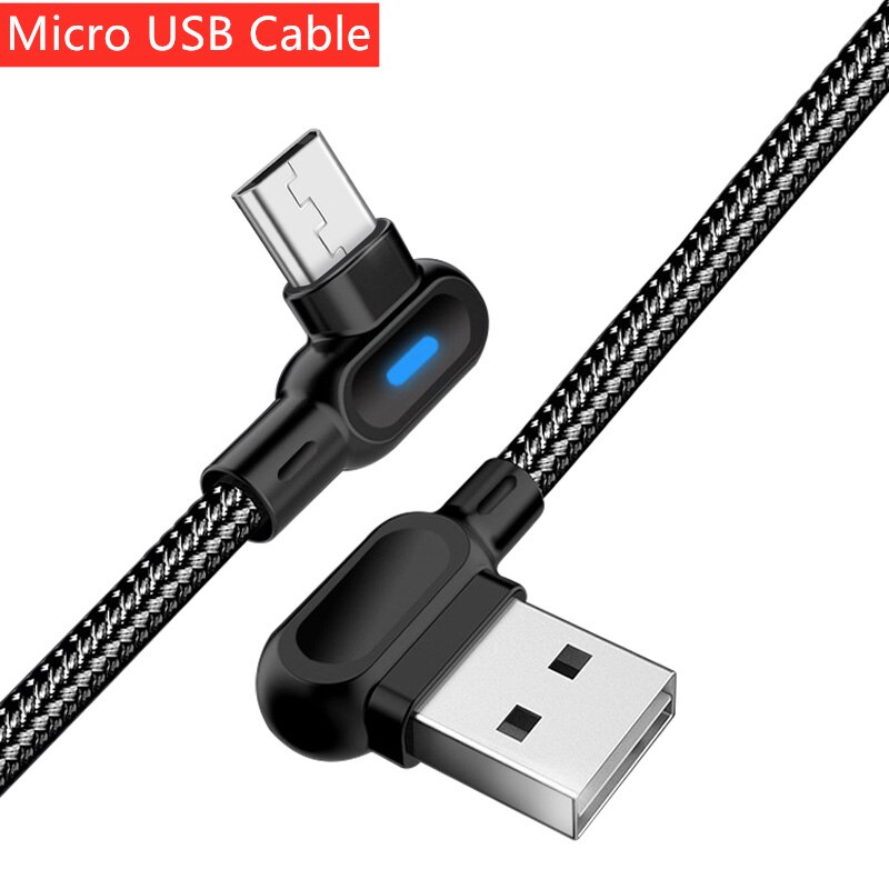 UGI 1M 2M 90 Degree 2.4A Fast Charging Cable Charge Micro USB Type C USB C For Tablet Data Sync Transfer L Shape 0.25M 1M 2M: Micro USB Black / 0.25m