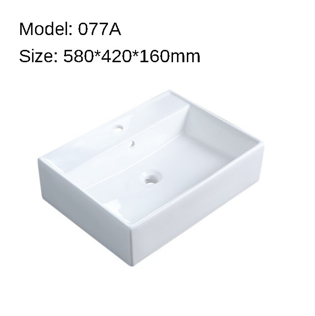 K-STAR Simple Pure White Countertop Sinks Ceramic Hanging Basin Integrated Basin Bathroom Wash Hand Basins: 077A