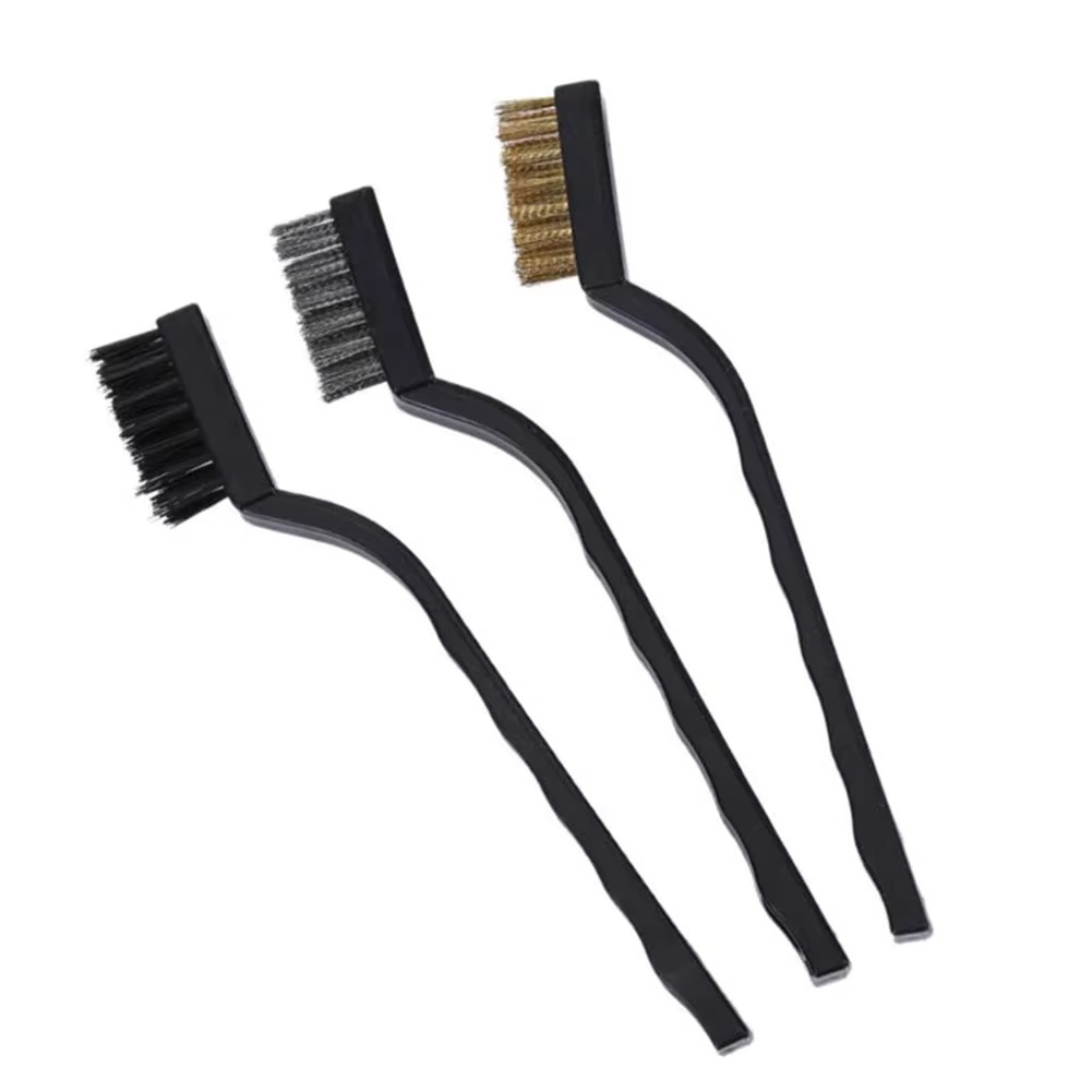 3 pezzi in acciaio inossidabile rame nylon filo spazzola ruggine scrub rimuovere strumenti di pulizia stampi per macchinari parti pulizia manuale e manutenzione: Default Title