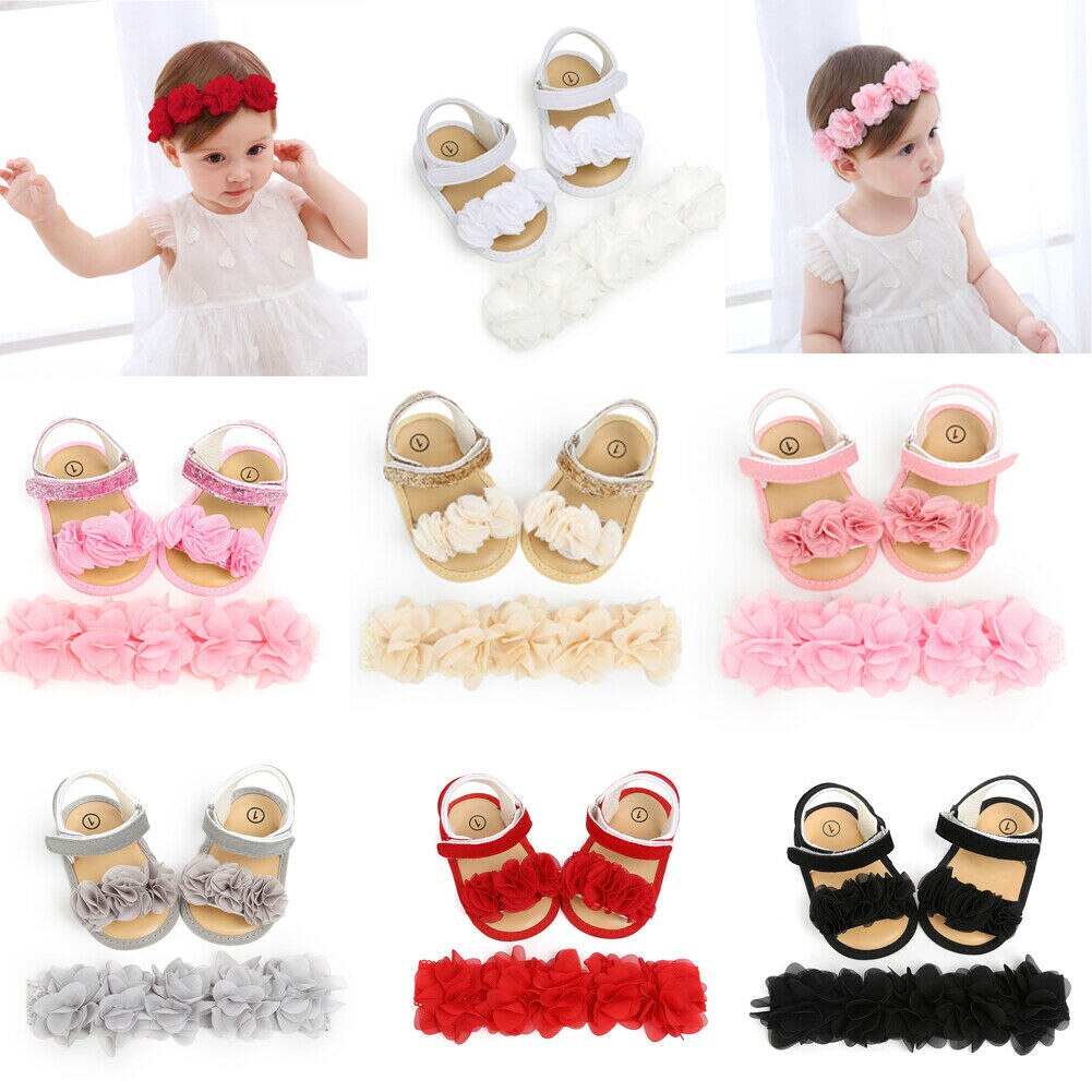 Pudcoco Nette Prinzessin Blumen Baby Mädchen Sandalen Anti-Unterhose Weiche Sohle Schuhe Kleinkind Prewalker Mokassin Baby Erste Sommer Wanderer