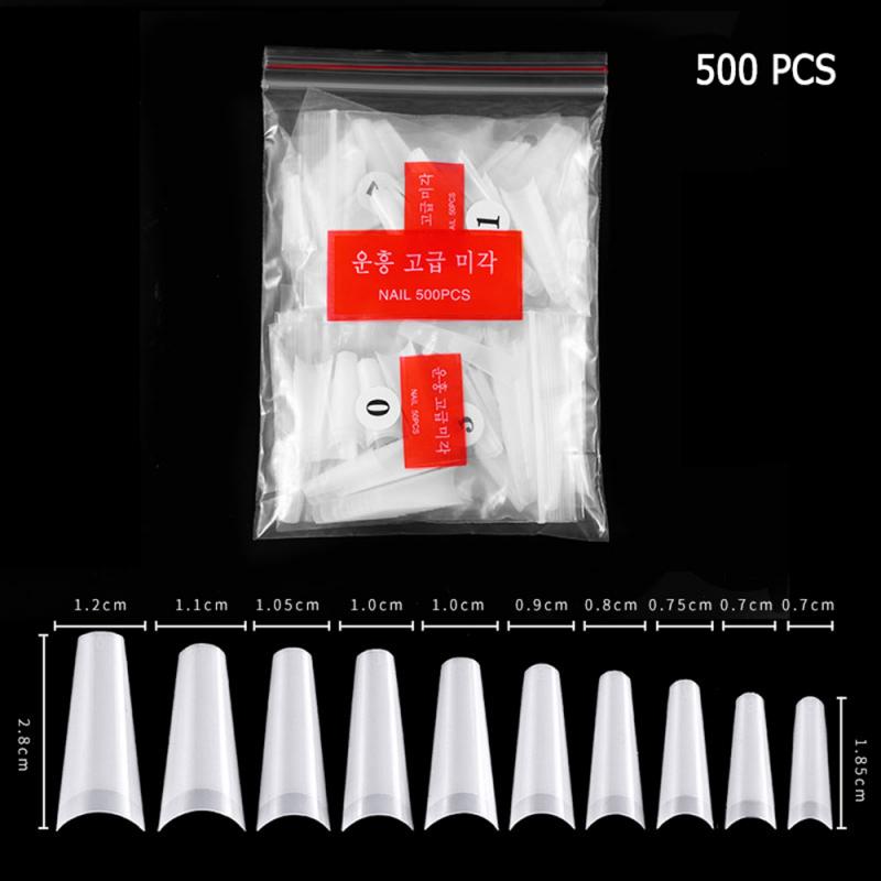 500 st naturlig vit klar falsk fransk hel halv akryl uv gel nail art tips nagelkonst dekorationsverktyg tillbehör: 01