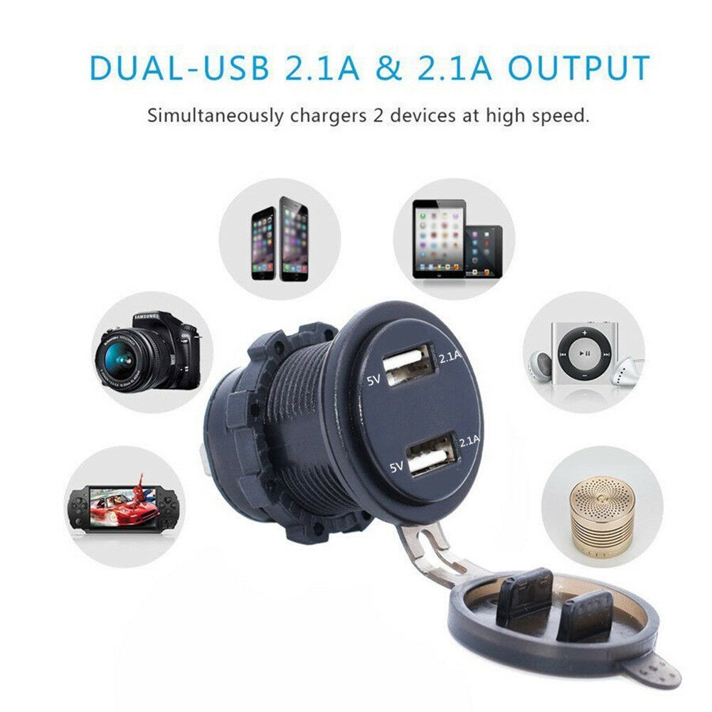 4.2A Dual Ports Cable USB Charger Digital Voltmeter Intelligent Charging