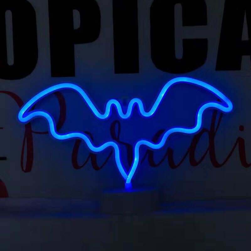 nietoperz w kształcie neon światło kolorowe diody doprowadziło lampa neonowa pokój dziecięcy noc podłużna lampa wakacje Boże Narodzenie wesele dekoracje ścienne robić domu: niebieski Desk rodzaj