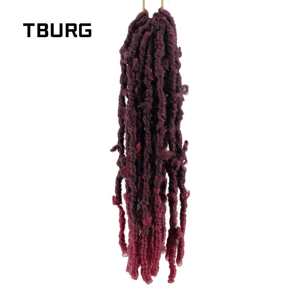 Long 14inch Butterfly Faux Locs Synthetic Crochet Braids Hair Extensions 20 Strands/pack Natural Black Curly Braiding Hair: TBURG