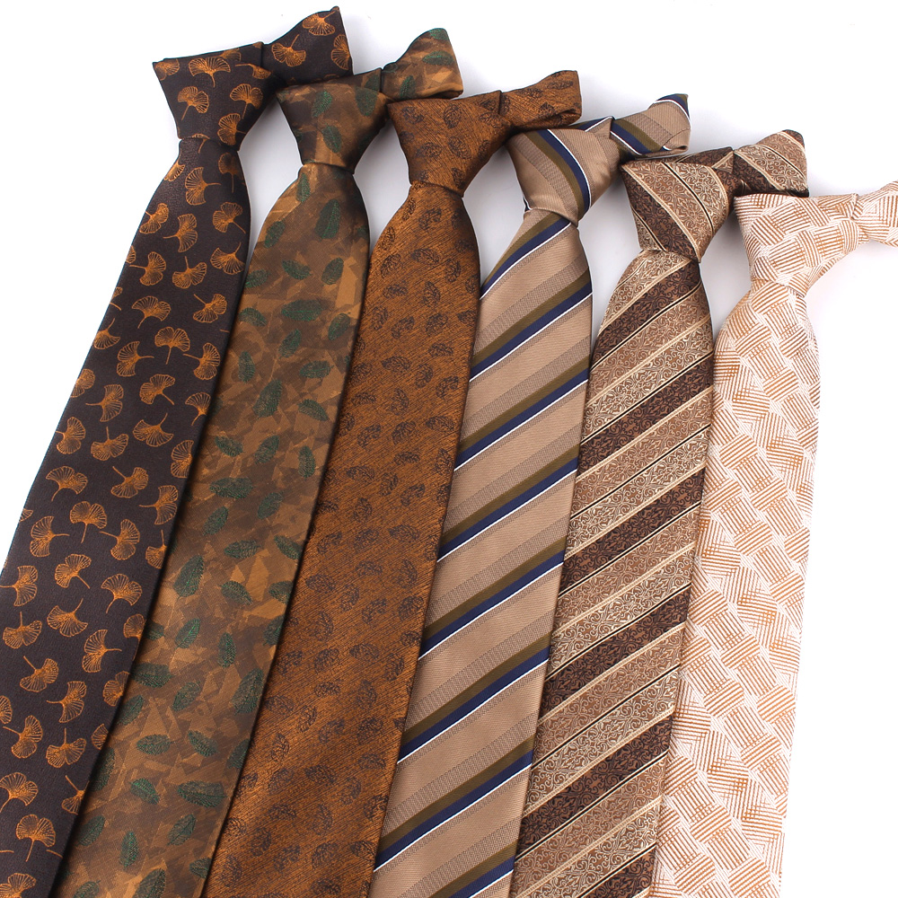 Striped Ties For Men Women Brown Neck Tie For Groom Classic Men's Tie Wedding Necktie For Groom Christmas Gravatas