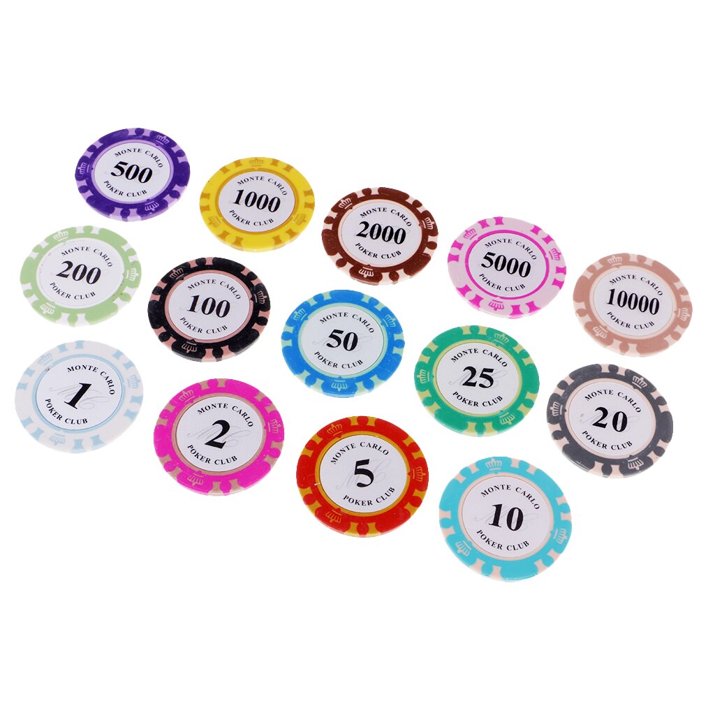 14 Pcs Poker Chips Gaming Board Game Casino Levert Texas Hold'em Spel Adult Party Games Met Denominaties