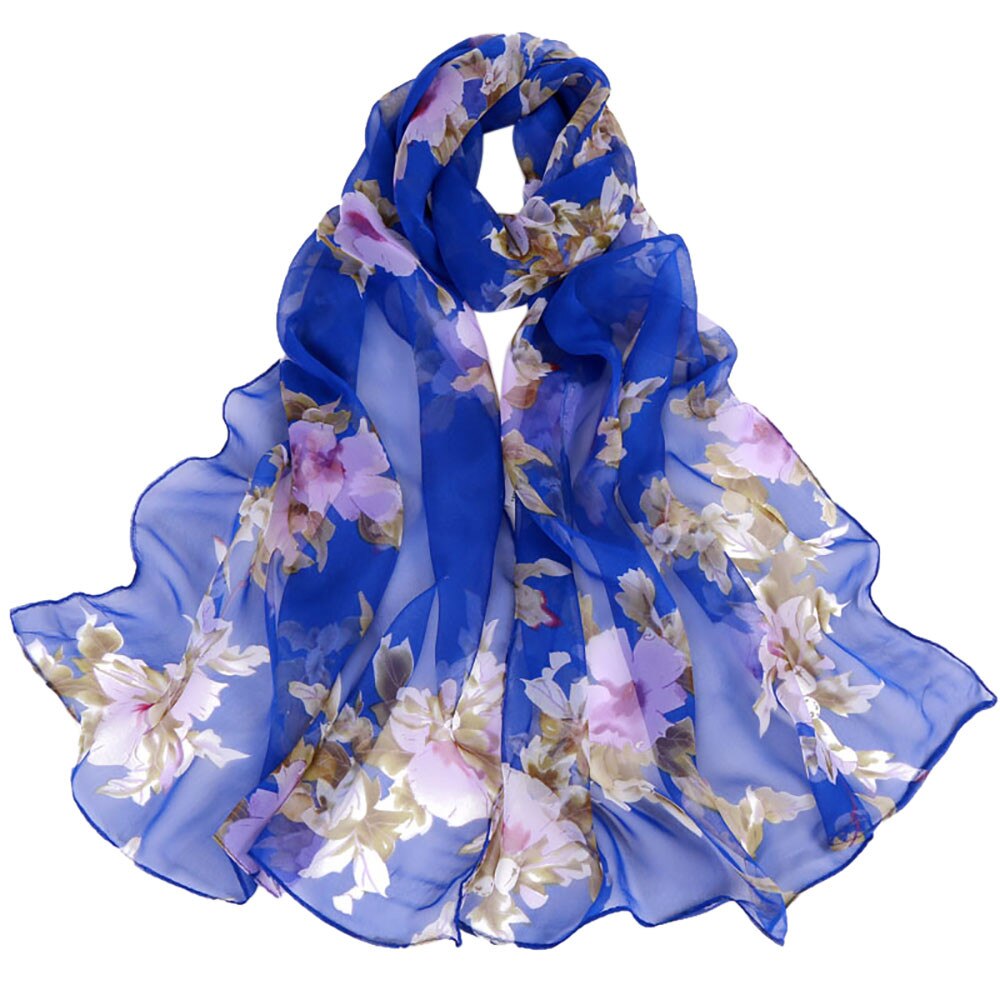 Vrouwen Perzik Bloesem Print Sjaal Zomer Dunne Zachte Wrap Dames Elegante Bloemen Sjaal Ademend Chiffon Sjaals Halsdoek Tippet: f