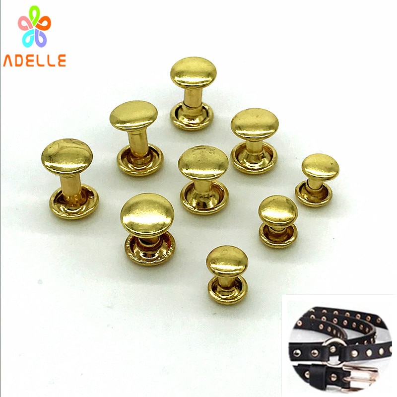 50 sets 100% Solid Brass Rivets Double Cap Rivets 8 sizes Punk Studs Leather Craft accessories DIY belt