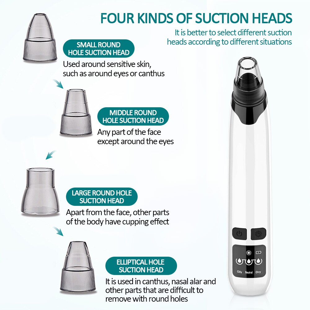 Facial Blackhead Remover Vacuum Face Pore Cleaner Suction Acne Pimple Removal Tool with Mini Nano Facial Steamer Acne Needle