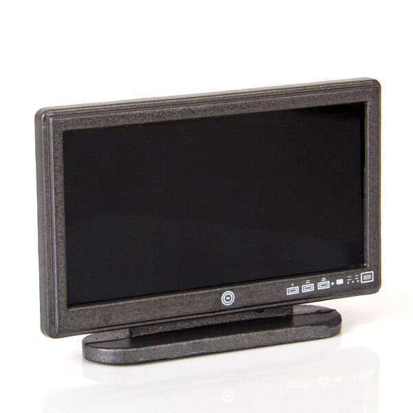 1/12 miniature widescreen fjernsyn fladskærms lcd tv med fjernbetjening dukker hus stue soveværelse møbler indretning