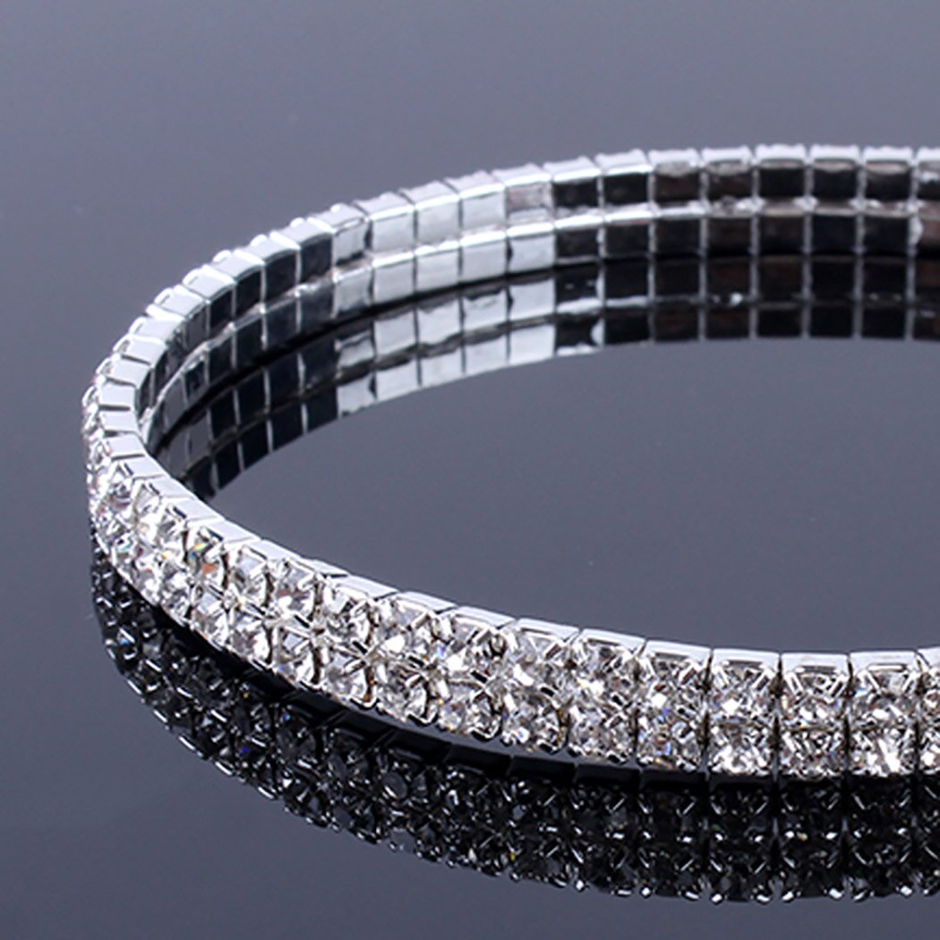 Shiny Crystal Rhinestone Elastische Enkelbanden voor Vrouwen Enkelband op de Been Armband Gelaagde Enkelbandje Voet Sieraden enkelbandje