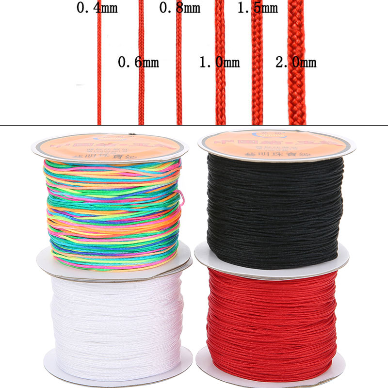 45 metros 0,4 0,6 0,8 1 1,5mm hilo de nailon para pulsera nudo chino Kumihimo macramé hilo trenzado cadena fabricación de joyas